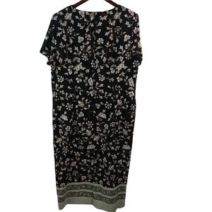 Kathy Lee 18 Black Tan Floral Maxi Dress